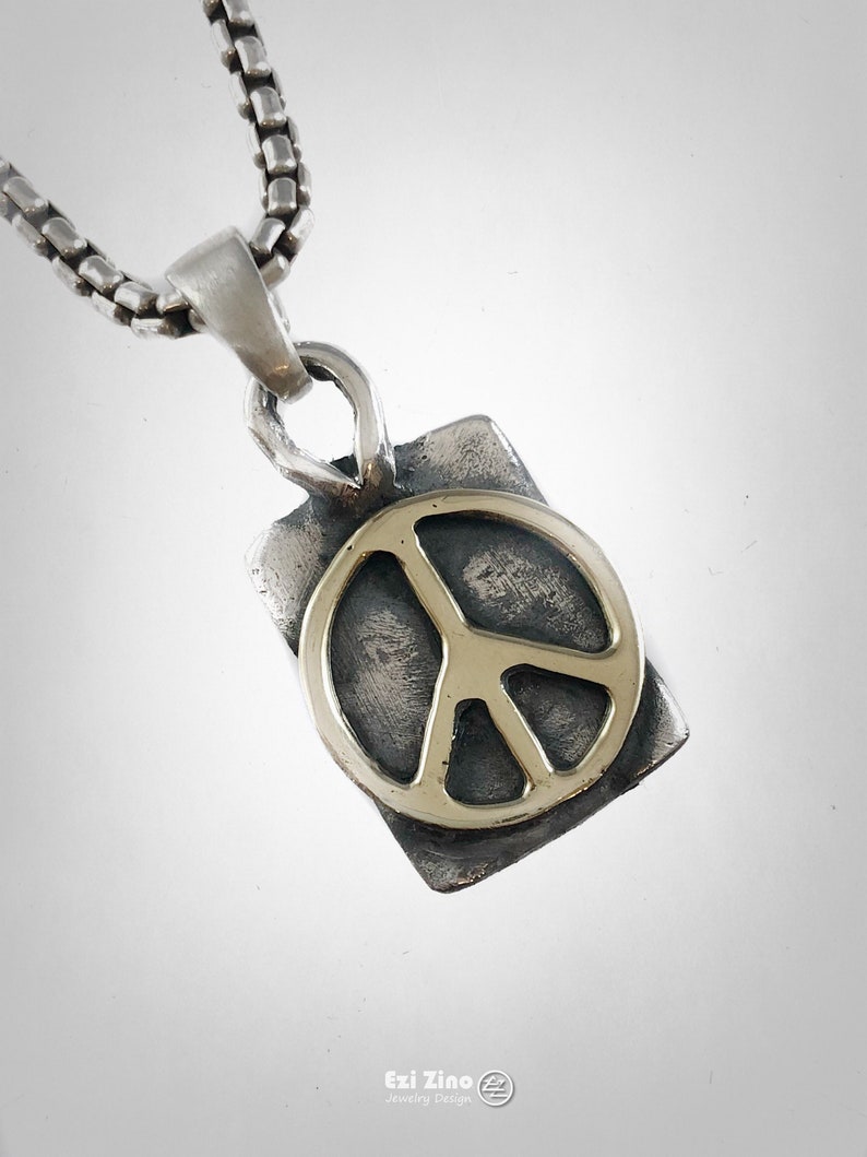 Compass Fleur de Lis Brass /& Solid Sterling Silver 925 Pendant by Ezi Zino