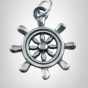 Ship&#39;s Helm Solid Sterling Silver 925 Pendant
