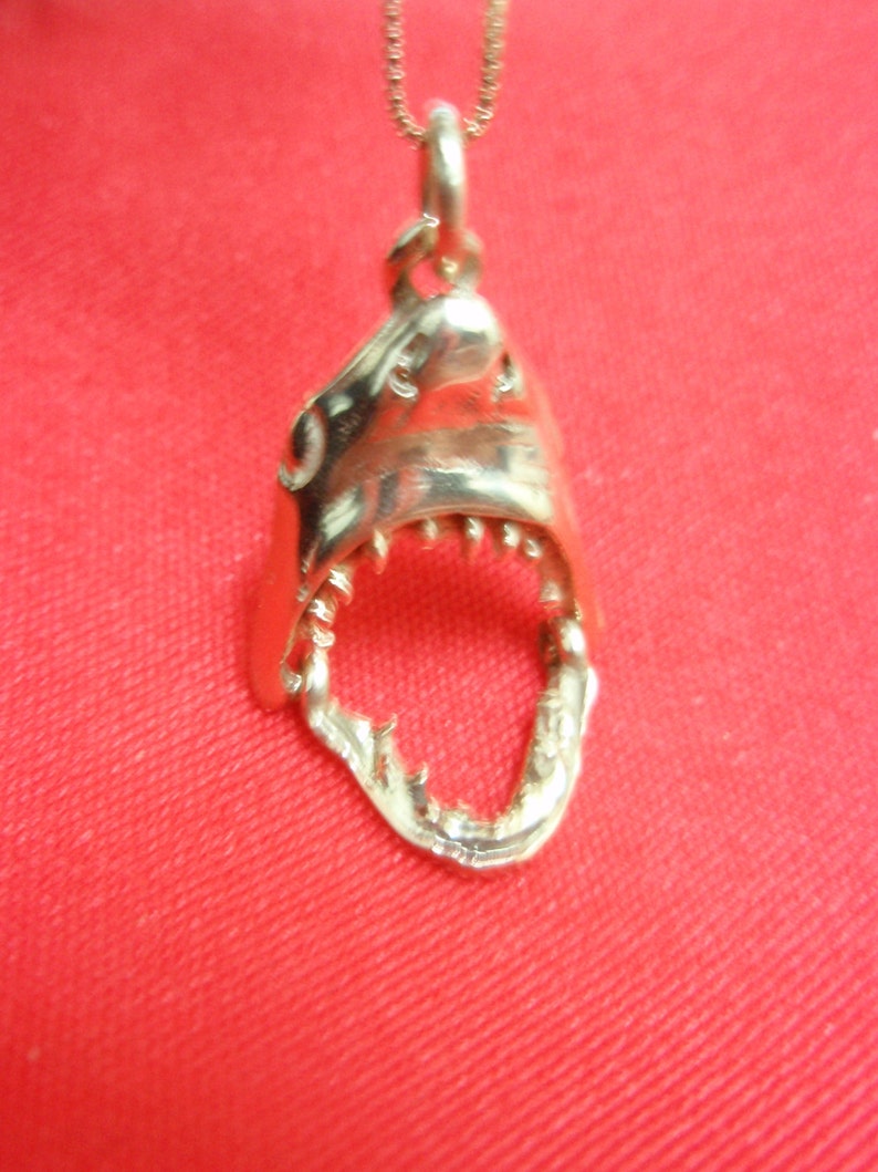 Solid 14k Gold Shark Pendant Movable Mouth with Hoop By Delini Israel image 2