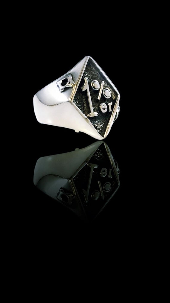 1 ER One Percenter Pack Pack Sterling Silver BIKER OUTLAW Ring