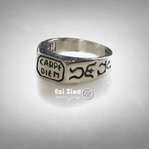 Carpe Diem Seize the Day sundial Sterling Silver RING ALL SIZE image 3