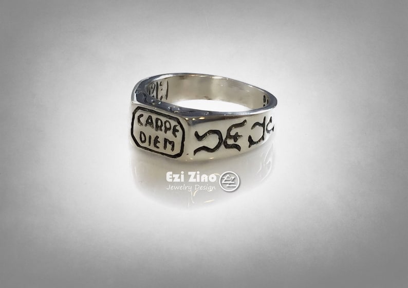 Carpe Diem Seize the Day sundial Sterling Silver RING ALL SIZE image 3