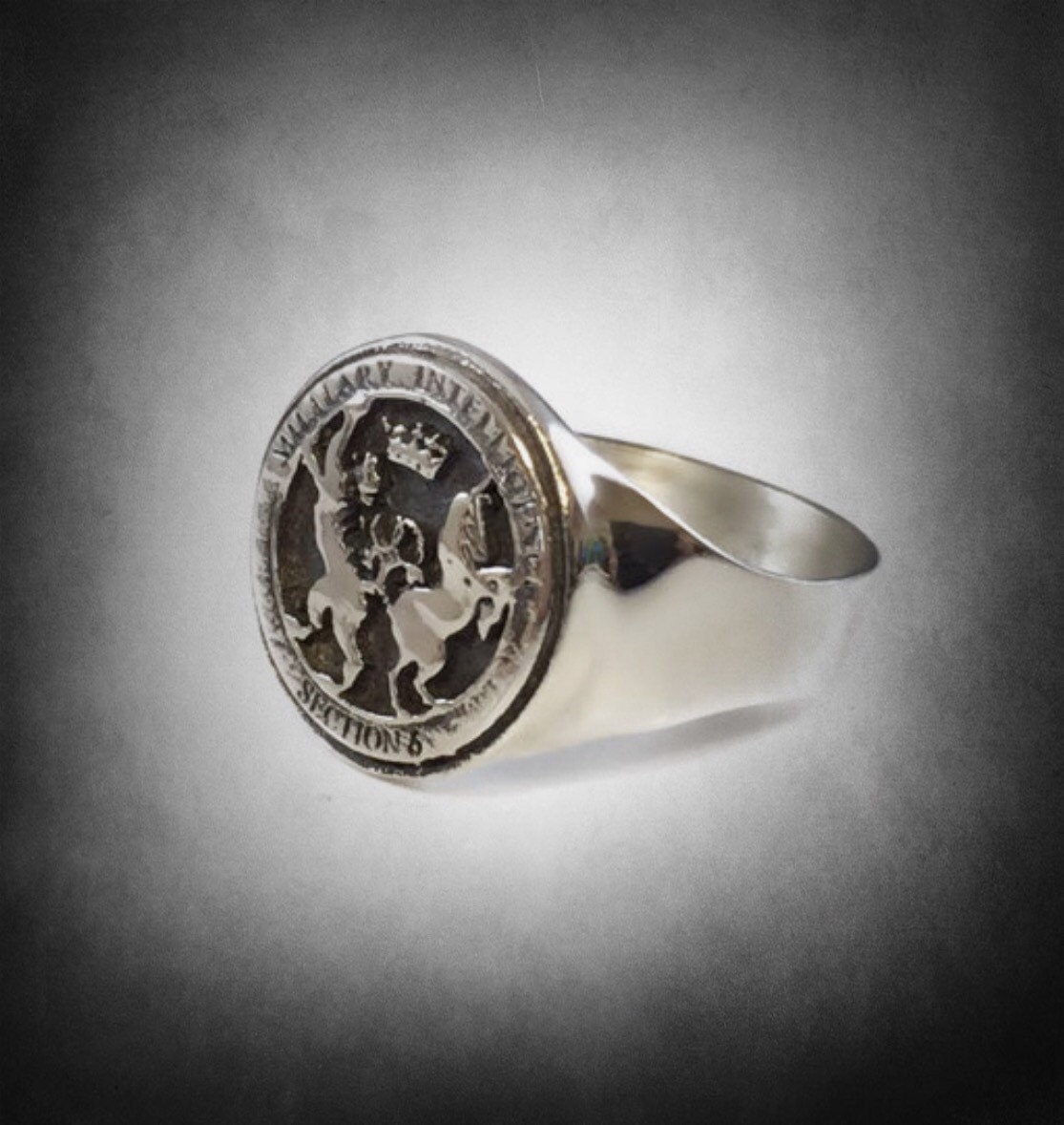 Military Intelligence MI6 James Bond section 6 sterling silver ring