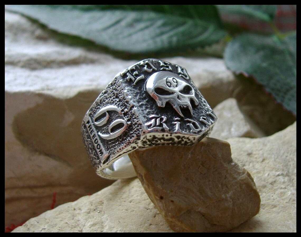 69 EASY RIDER HARLEY Outlaws Skull Ring Solid Sterling Silver 925 - Etsy