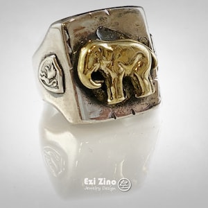 Original Ezi Zino | Elephant Brass & Solid Sterling Silver 925 Ring
