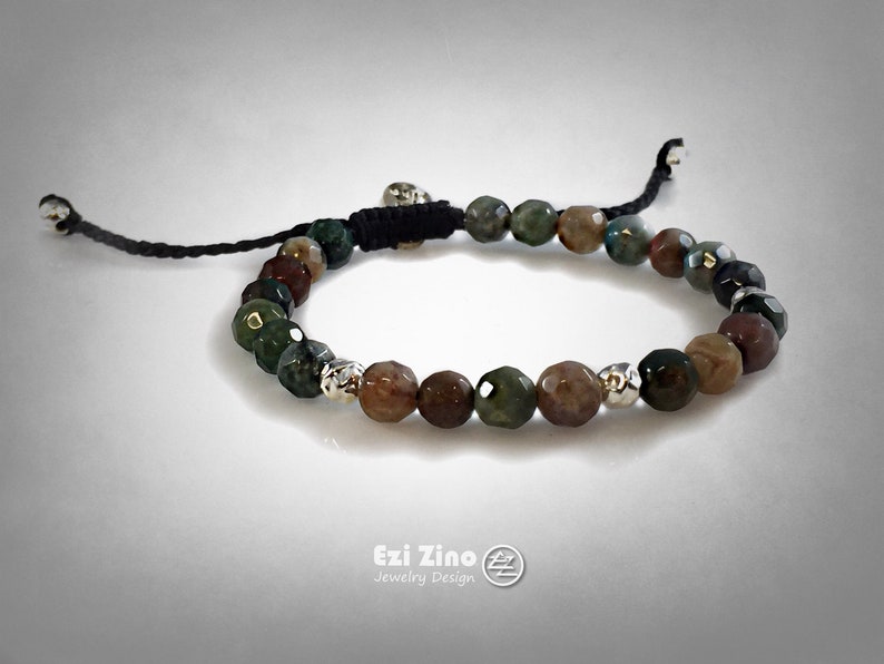 Original Ezi Zino | Agate Stones Mix Hammered Beads Solid Sterling Silver 925 order Bracelet