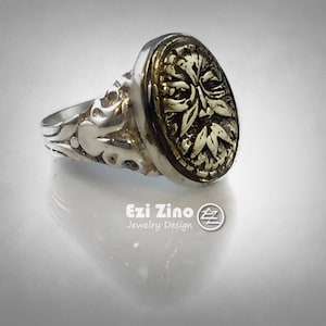 Original Ezi Zino | Green Man Handmade Sterling Silver 925 & Brass Ring