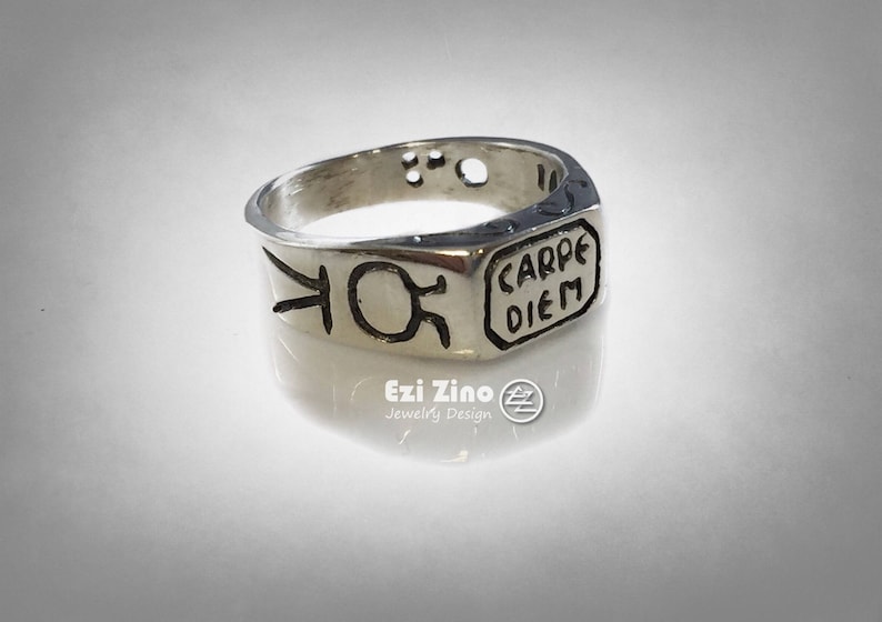 Carpe Diem Seize the Day sundial Sterling Silver RING ALL SIZE image 1