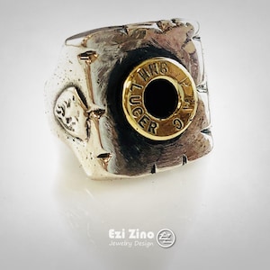 Original Ezi Zino | Bullet Brass & Solid Sterling Silver 925 Ring