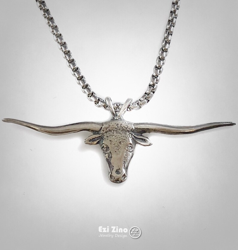 12x23mm (C) Longhorn Charm .925 Sterling Silver