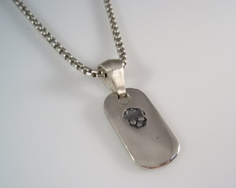 ezi zino skull dog tag & box chain necklace Pendant sterling silver 925