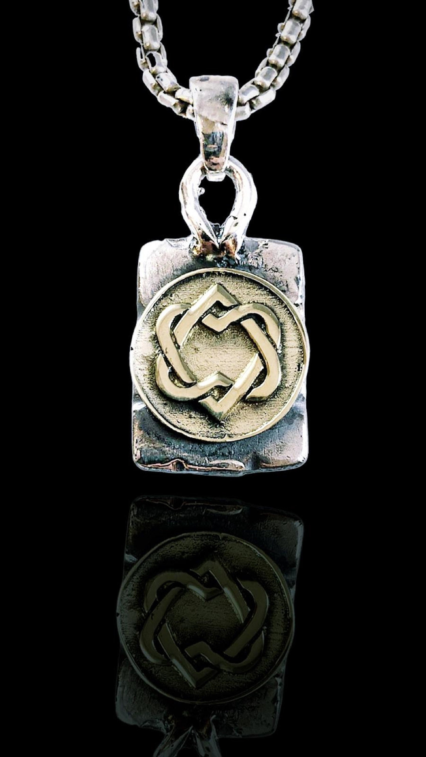 Leonard Cohen Unified Heart Brass & Solid Sterling Silver 925 Dog Tag Pendant