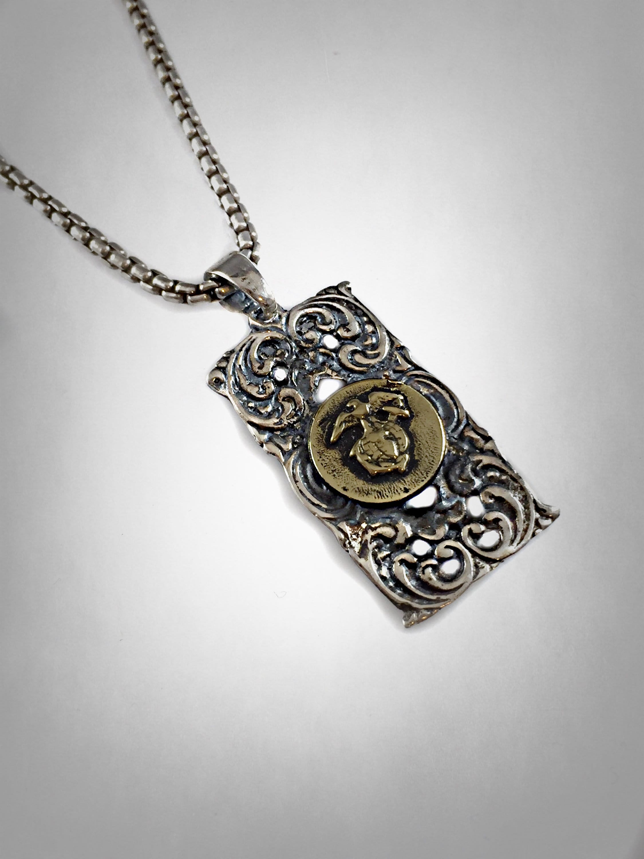 Vintage WWII US Marine Corp Pendant Brass & Sterling Silver 925 - Etsy