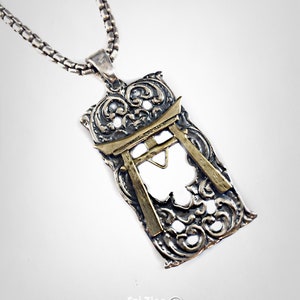 Argent Sterling 925 Japonais Torii Collier Pendentif