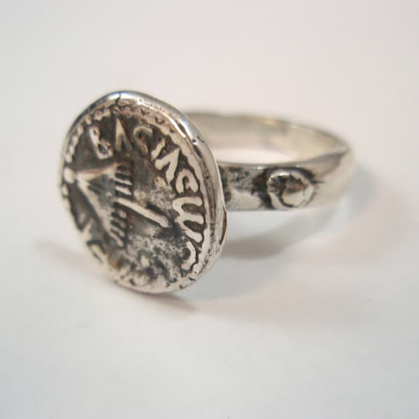 Hashmonai israel coin replica old coin Silver Sterling 925 Ring