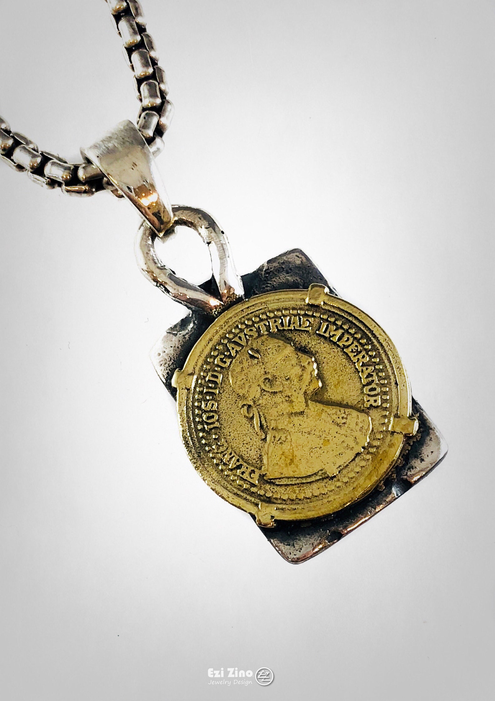 Original Ezi Zino Franz Joseph Coin Brass & Solid Sterling Etsy