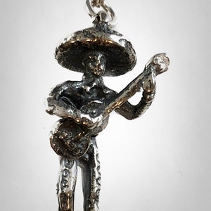 Mexican Mariachi Player Solid Sterling Silver 925 Pendant
