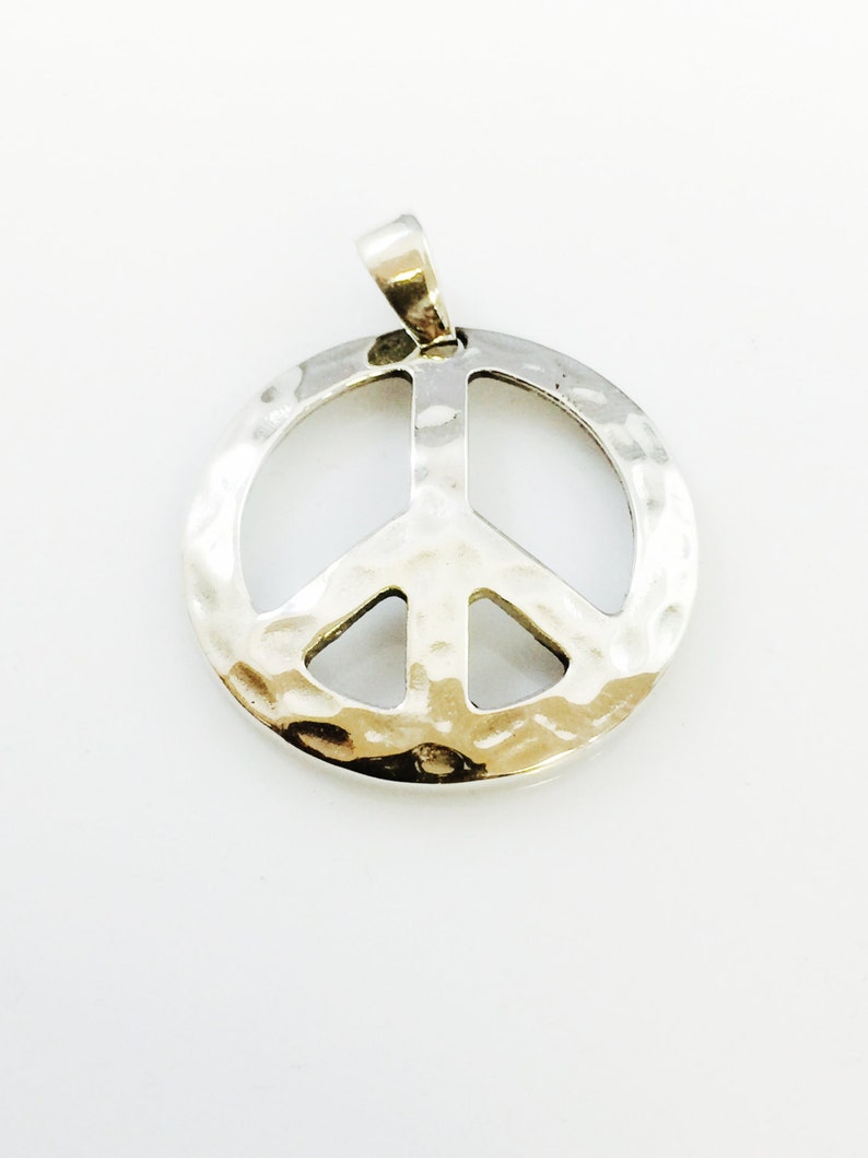 Ezi Zino Design Large Peace Sign Pendant Solid 925 Sterling Silver 12.2 Grams By
