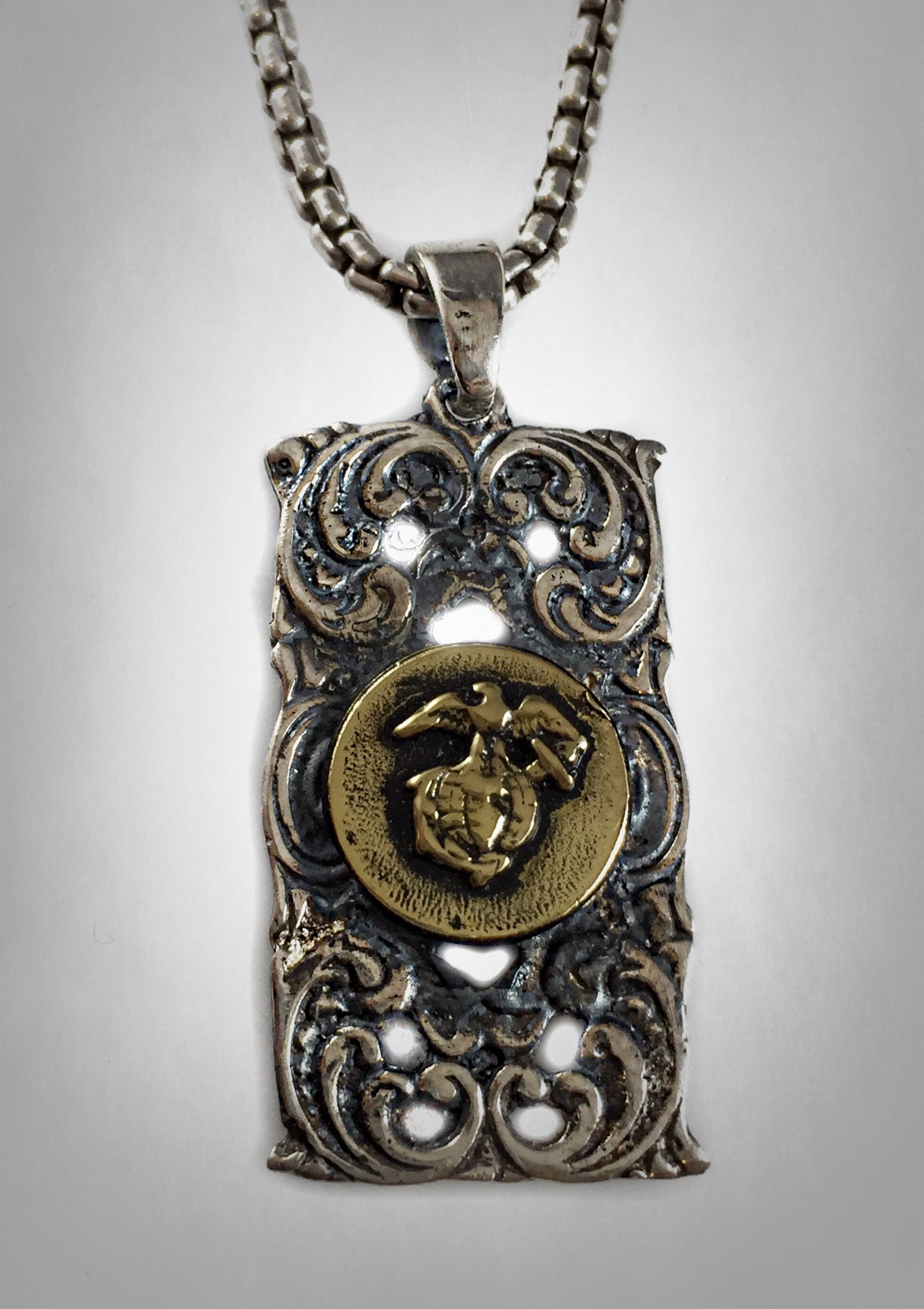 Vintage WWII US Marine Corp Pendant Brass & Sterling Silver 925 - Etsy