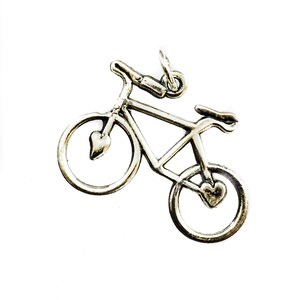 Valentine&#39;s Day Hearts Bicycle Solid Sterling Silver 925 Pendant
