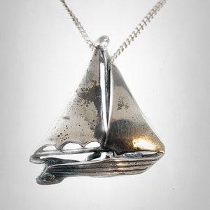 Sail Boat Solid Sterling Silver 925 Pendant