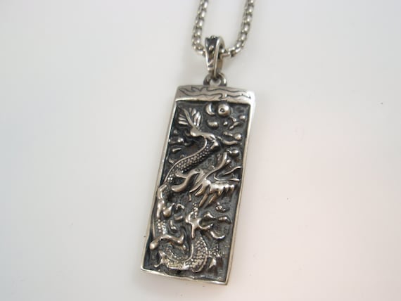 Original Ezi Zino Dog Tag Dragon Pendant Handmade Solid Sterling