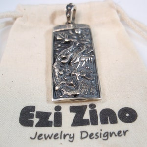 Original Ezi zino dog tag dragon Pendant Handmade solid Sterling Silver 925 image 2