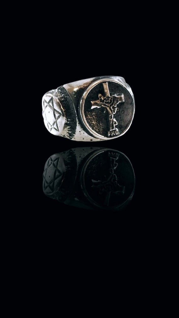 New Solid Sterling Silver Ring Rosicrucian ROSE CROIX F.R.C by Ezi Zino Etsy