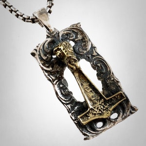 Original Ezi Zino | Viking Hammer Brass & Solid Sterling Silver 925 Pendant