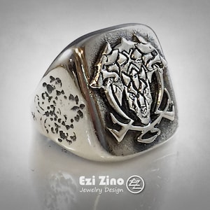 CERBERUS the hell hound loyal of Satan big solid sterling silver By Ezi Zino ring