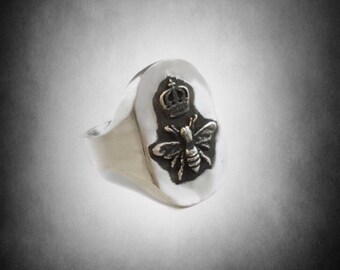 Queen Bee Western honey bee Ring Solid Sterling Silver 925 By Ezi Zino