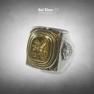 Sterling Silver Pegasus Ring 925 ezi zino Mexico Mexican Rockabilly Style