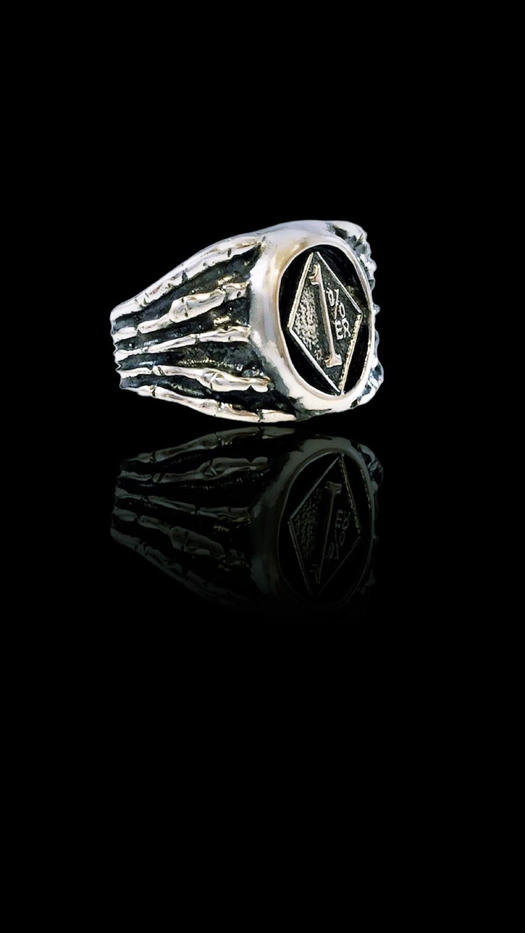 1%er OUTLAW BIKER Ring Sterling Silver 925 Ezi Zino - Etsy