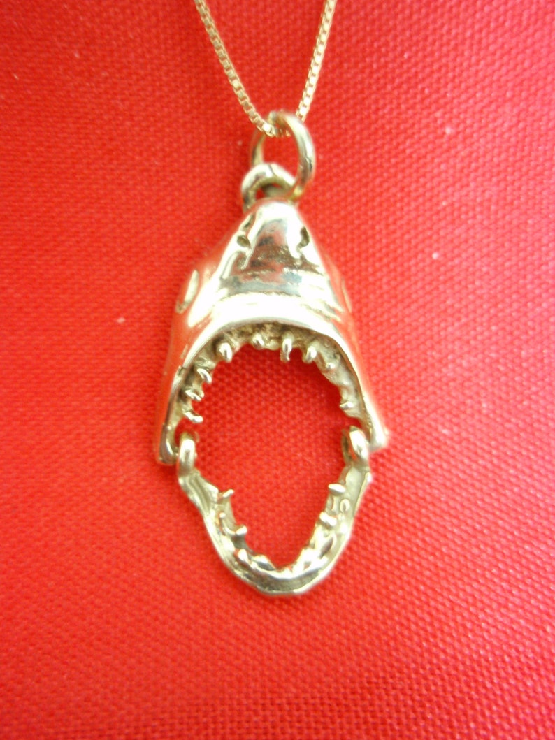 Solid 14k Gold Shark Pendant Movable Mouth with Hoop By Delini Israel image 1