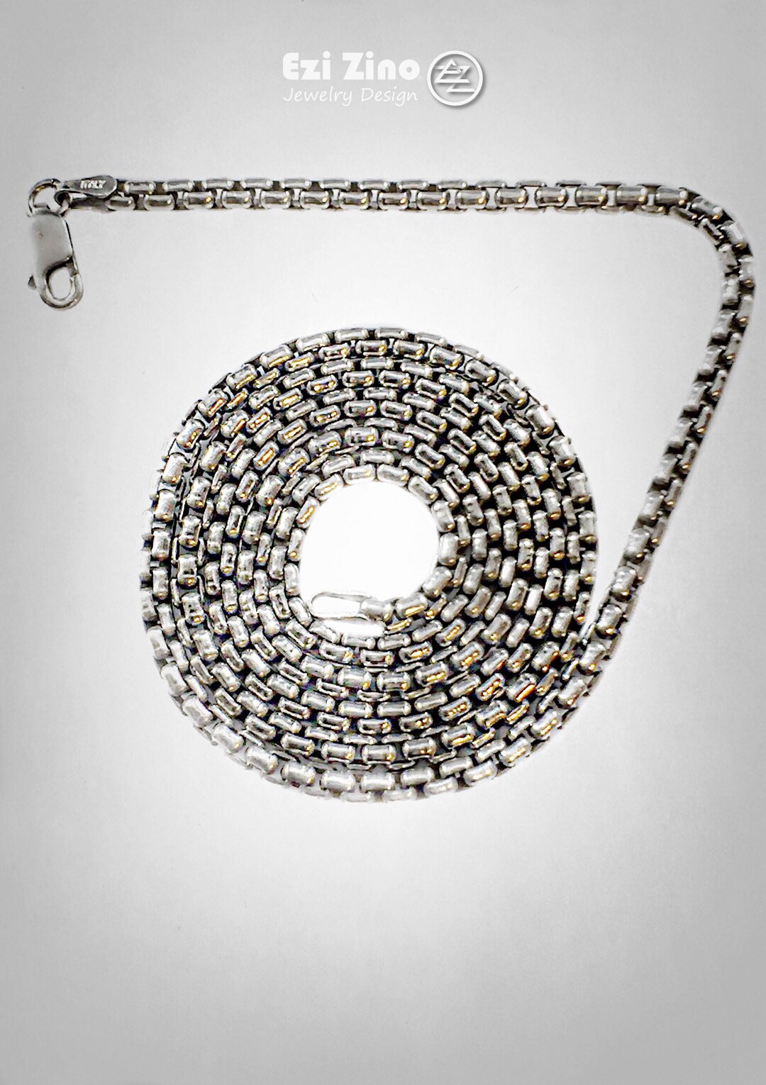 Oxidized Silver Rounded Box Chain Necklace 3mm - Etsy