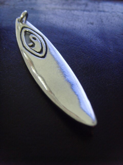 SURFBOARD yin ying yan yang  Sterling Silver Pendant 925