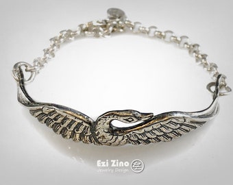 Original Ezi Zino | Swan Wings Solid Sterling Silver 925 Bracelet