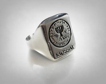 israeli mossad logo Israel's spy agency Ring Solid Sterling Silver 925