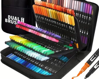 168 Colors Dual Tip Brush Markers for Art, Coloring, Lettering