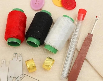 Juego de agujas de coser de ojo grande, de acero inoxidable, para bordar y punto de cruz, con hilo