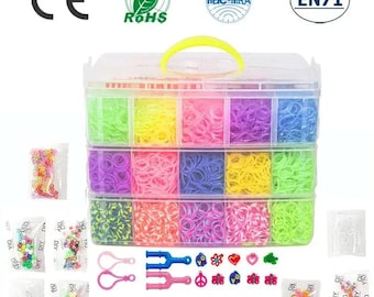 Rainbow Luminous Rubber Bands Set, DIY Loom Bracelets Craft Kit