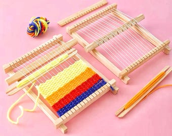 Small Wooden Weaving Loom Kit, DIY Craft Toy for Kids