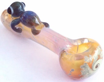 Turtle Critter Hand Blown Glass Pipe || Color Changing Pipe || Ocean Sea Glass Turtles || Sunshine || Pipe || BoGlass Pipes || Bo Glass
