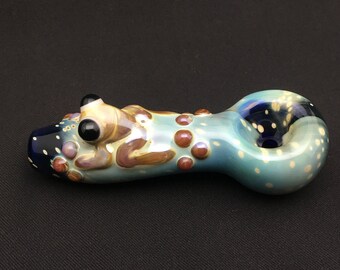 Galaxy Frog Critter Hand Blown Glass Pipe