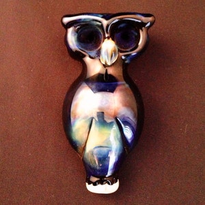 BoGlass Silver Fumed Owl Hand Blown Glass Pipe