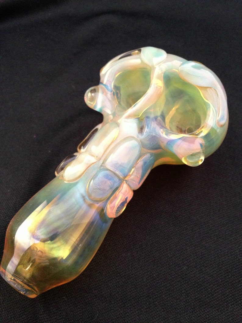 Silver Skull Hand Blown Glass Pipe Etsy