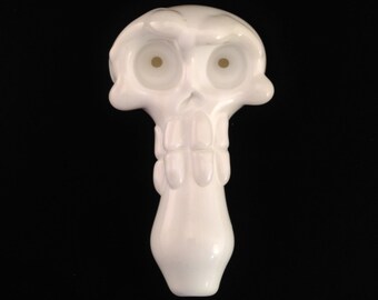White Skull Hand Blown Glass Pipe