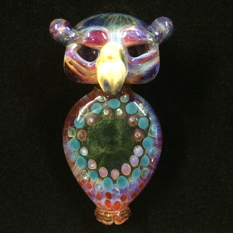 Hand Blown Glass Owl Pipe Single Bowl Etsy