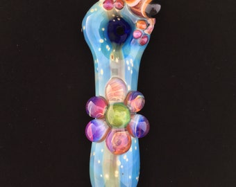 Flowers for Love || Hand Blown Glass Pipe || Frog Critter Pipe || UV Reactive Lucy & Illuminati Flower Pipe || Sunshine Glass || BoGlass