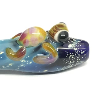 Sunset and Stars Turtle Critter || Hand Blown Glass Pipe || Colorful Turtle || Space Pipe || Galaxy Glass Pipe || Purple || Green || Orange